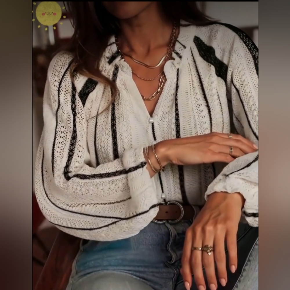 Elegant White and Black Women's Top